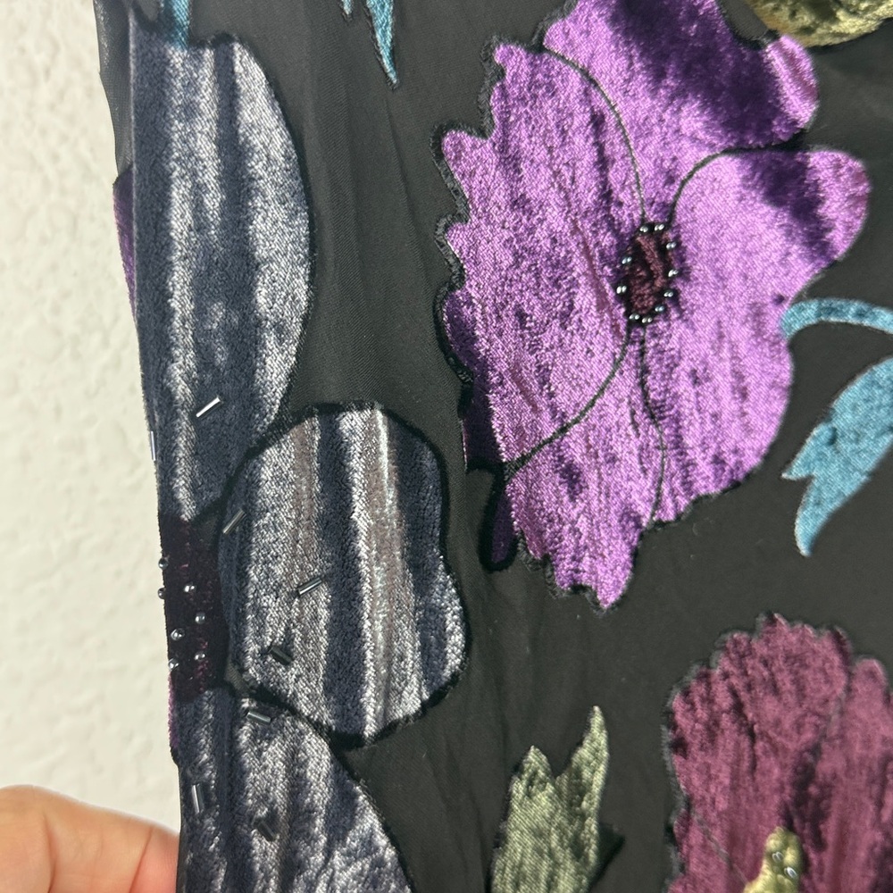 Perfect Adrianna Papell Vintage silk velvet burnout beaded long floral dress Y2K - Picture 6 of 9
